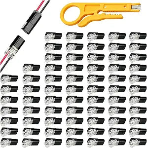 140pcs Double Wire Plug in Connector with Locking Buckle, 18-22AWG 2 Pin