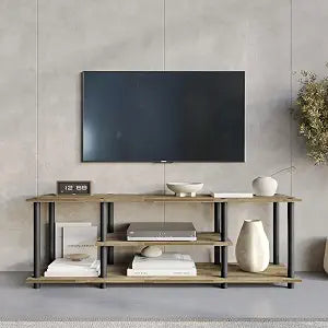 47 Inch Modern TV Stand with Storage Cabinets & Cable Management, Entertainment Center for TVs Up to 55 Inches, Wood Media Console with Adjustable ShelvesNatural Oak