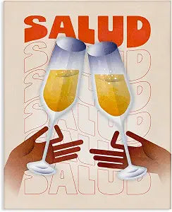 Salud Cheers Champagne Kitchen, 16 x 20 Inch Canvas Wall Art