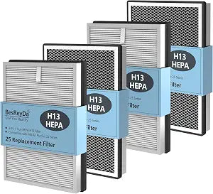 4 Pack 25 Replacement Filters Compatible with MA Series 25 B1/S1/W1 Air Purifier, 3-in-1 True Hepa and Activated Carbon Filter