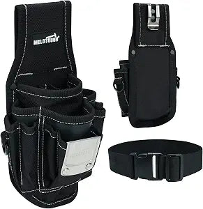 MELOTOUGH Pocket Tool Belt Pouch-Small Tool Pouch with Quick Release Belt Clip,Clip on Larger Pockets & Loop, Clip on-Tool Holder Accessory