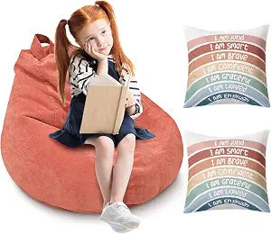 Bean Bag Chair Cover & Rainbow Pillow Covers, No Filler, Small, Dusty Pink