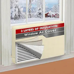 Window Air Conditioner Covers for Inside 21"W x 15"H x 3.5"D, Beige