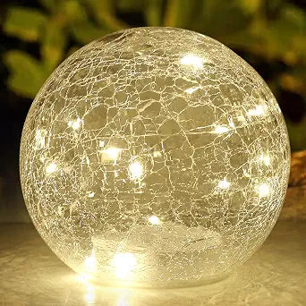 IdealXmas Glass Crackle Globe LED Lamp Battery Operated