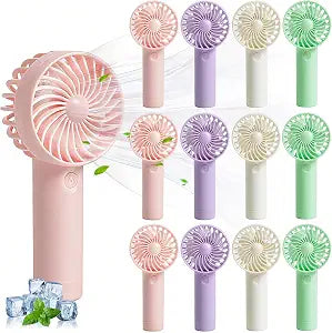 12 Pack Mini Portable Fan Bulk, Handheld Personal 3 Speeds USB Rechargeable Fan, Battery Operated Small Pocket Eyelash Fans for Women Men Wedding Makeup Travel Indoor Outdoor Party Favor