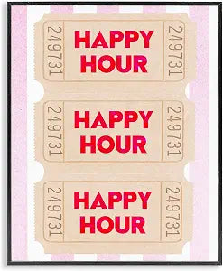 Happy Hour Ticket Stubs Graphic, 11 x 14 Inch Framed Gicle Print