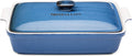 Rossallini Stoneware Casserole Dish with Lid, 3.2 Quart, Reactive Blue