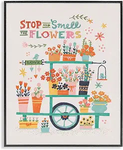 Flower Cart Still Life Floral, 11 x 14 Inch Framed Gicle Print
