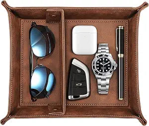 SITHON Valet Tray Desktop Storage Organizer with 2 Compartments