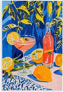 Citrus Cocktail Still Life, 13 x 19 Inch Mounted Print on Wall Plaque