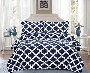Legacy Decor Comforter with 2 Pillow Shams, Navy Blue, King Size