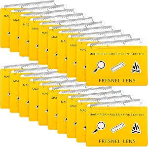 Frienda 20 Pcs Fresnel Lens Pocket Magnifier Creditcard Fire Start,Yellow