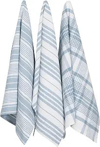 Now Designs Jumbo Woven Cotton Kitchen Towels Slate Blue, Set of 3
