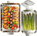 2PCS Grill pan, Stainless Steel BBQ Grill Topper for Outdoor Grill with Hole, suitable for picnicking, camping, yard (2 pieces)