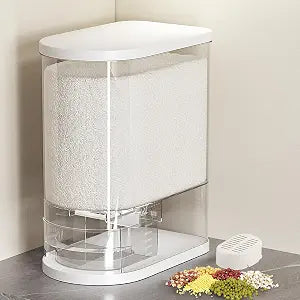SYNCVIBE Rice Dispenser, 22-25 Lbs, Airtight Rice Container, Measuring Cup