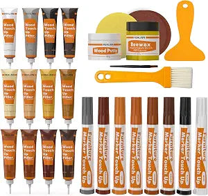 REALINN Wood Furniture Repair Kit- Set of 28 - Touch Up Markers