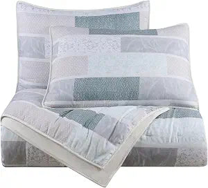 Martex Arcadia 3-Piece Quilt Set ��� Full Queen Size Bedding ��� Reversible Printed Quilt with Solid Reverse ��� Soft, Lightweight & All-Season Comfort ��� Polyester Fill ��� Multi