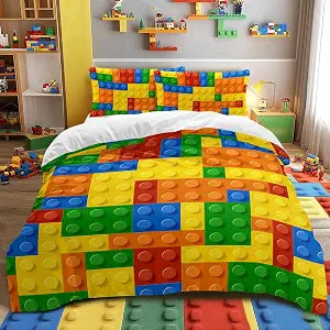 BlessLiving Twin Duvet Cover with Building Blocks Twin Bedding Sets