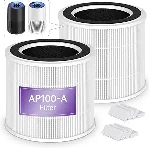 2 Packs AP100-A/B Air Filter Compatible with AromaRoom AP100-A White / AP100-B Black Air Cleaner Purifier,2 Packs 3-in-1 AP100-A Replacement Filters and Extra 8 Packs Aroma Pads (Not-for-AP103-A)