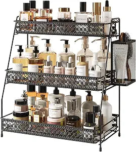 Vintage 3 Tier Bathroom Counter Organizer with Bonus Basket
