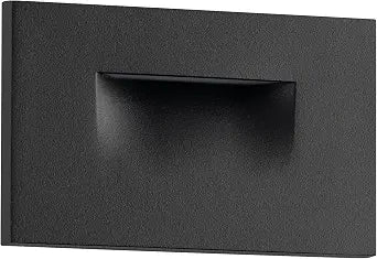 Builder Essentials Indoor or Outdoor 120V Input LED Step or Patio Deck Light Horizontal Orientation with 3-CCT 2700K-3000K-4000K Selectability in Matte Black