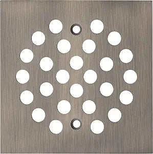 Bropury Square 4-1/4-inch Screw-in Stainless Steel Shower Floor Drain Cover Grate Strainer,Brushed Nickel (Antique Brass)