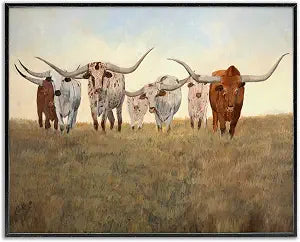 Longhorn Cattle Southwestern, 16 x 20 Inch Framed Gicle Print