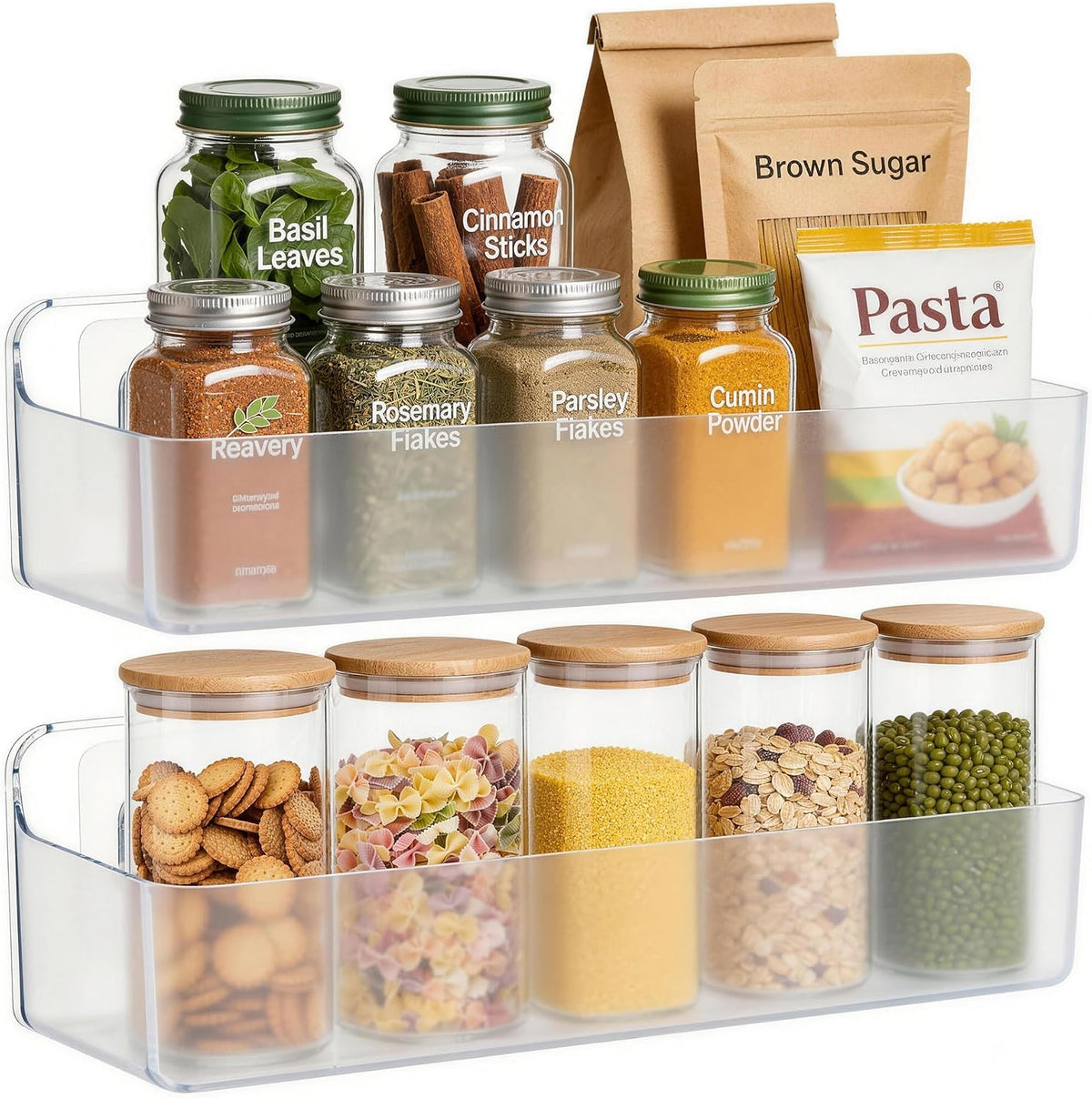 Nieifi Spice Rack Wall Mount, Clear, 2 Pieces