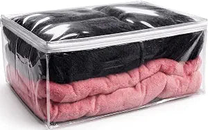 Handy Laundry Comforter Storage Bag  Large 90L Clear Zippered Organizer for Blankets, Bedding, Clothes & Pillows, Durable Plastic Storage for Closet, Moving, Under Bed  Dust & Moisture Protection
