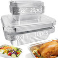 Notwoe 30pc Disposable Aluminum Pans With Lids, 9x13 (10pc) And 8.2x5.7 Rectangle (20pc) Combo Set, Disposable Baking and Cake Pan. (30)