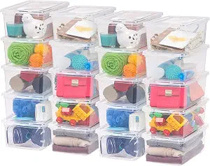 IRIS USA 20-Pack 6 Qt Storage Bins with Lids, Clear, Stackable