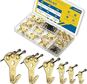Uniclife 152 Pcs Heavy Duty Picture Hanging Kit, Picture Hanging Hooks,Gold