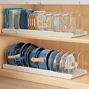 ORDORA 2 Pack Pots and Pans Organizer Under Cabinet, ABS Base, 10 Dividers