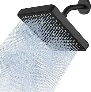 Voolan High Pressure Rain Shower Head - Luxury Modern Look - The Adjustable Replacement For Your Bathroom Showerhead - 6" Square High Flow Pressure Boosting Showers (Matte Black)