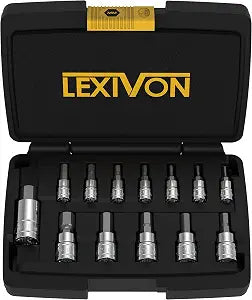 LEXIVON HEX Bit Socket Set, Premium S2 Alloy Steel | 13-Piece Metric 2mm - 14mm Set | Enhanced Storage Case (LX-141)