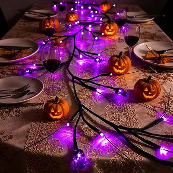 6FT Halloween Spider LED Willow Vine Branch 54LED Purple Lights