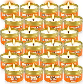 24+Hour Candle Set 24 Pack 2.8oz, Emergency Candles for Power Outages, Mountain Climbing, Wild and Camping Use. Portable and Tabletop Design, Bulk Emergency Candle Supplies.