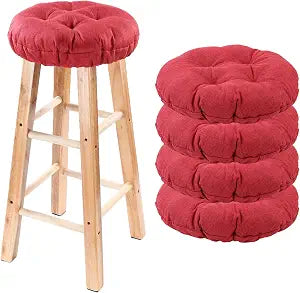 Bar Stool Covers Set of 4, Stool Covers Round with Elastic Band Pad, Soft Stool Seat Covers, Nonslip and Washable, 12 Inch, Wine Red