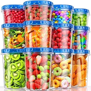 BiuLeon [12 Pack-34/24/17oz Freezer Storage Containers with 3 Different Sizes, Plastic Soup Containers with Lids, BPA-Free Food Storage Containers with Twist Top Lids, Reusable Meal Prep Containers