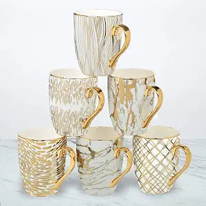 Matrix Gold Porcelain Coffee & Tea Mug Set  Premium Fine Porcelain with Elegant Gold-Plated Finish (not microwave safe), Luxury Drinkware for Everyday Dining, Entertaining & Special Occasions