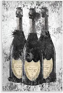 Champagne Bottles Glam Abstract, 10 x 15 Inch Mounted Print on Wall Plaque