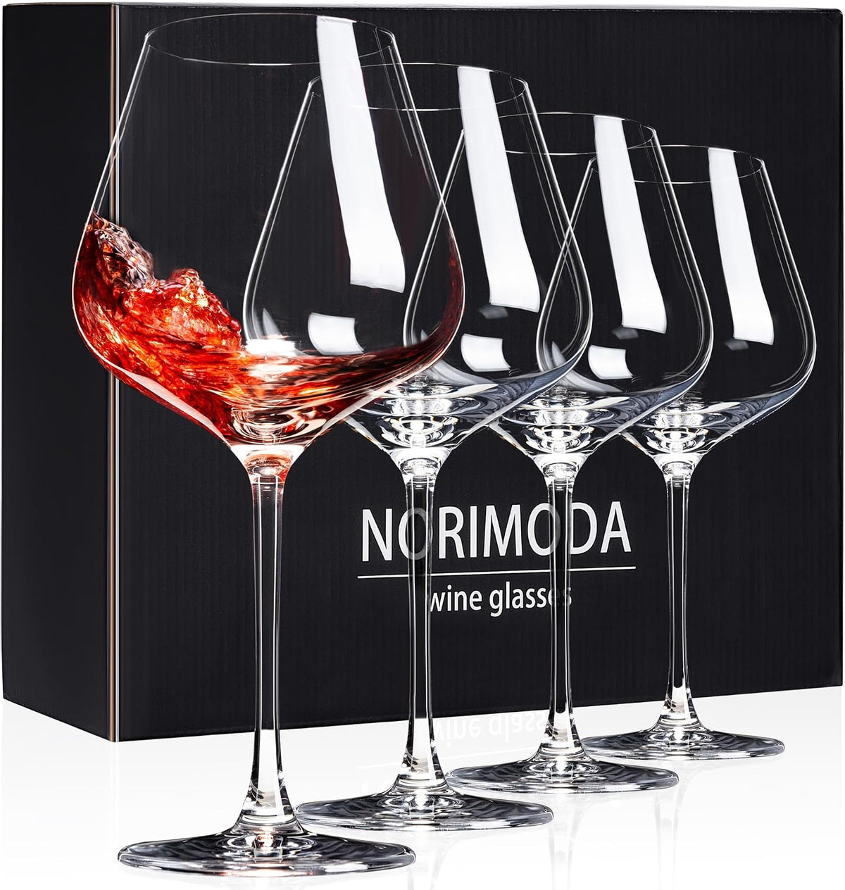 Wine Glasses Set of 4, 22oz Large Red Wine Glasses for Bordeaux & Burgundy, Lead-Free Glass with Stem, Gift for Him Her, Suitable for Home Bar, Hosting, Birthday, Wedding & Christmas