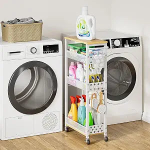 4 Tier Slim Rolling Cart Bathroom Organizer and Storage with Wheels