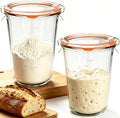 Sourdough Starter Jar 2-Pack 27oz, Wide Mouth Glass with Lids