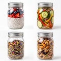 YINGERHUAN Glass Regular Mouth Mason Jars, 16 oz Clear Glass Jars with Silver Metal Lids for Sealing, Canning Jars for Food Storage, Overnight Oats, Dry Food, Snacks, Candies, DIY Projects (4PACK)
