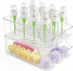 MGY 2 Pack 3 compartments Baby Bottle Organizer compatible with Dr. Brown's 4/8oz Narrow Bottles, Multi-Use Feeding Supplies Holder for Kitchen Counter, Cabinet & Fridge