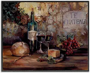 Parisian Wine Cheese Still Life, 11 x 14 Inch Framed Gicle Print