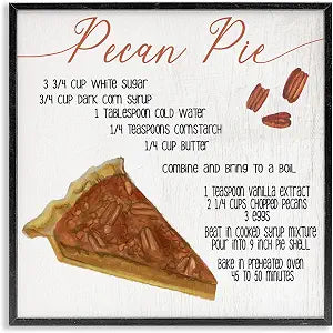 'Charming Pecan Pie Recipe Autumn Harvest'| Framed Giclee Art