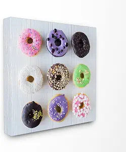 Stupell Industries Colorful Donut Grid Stretched Canvas Wall Art, 17 x 1.5 x 17, Multi-Color