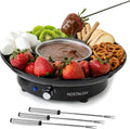 Nostalgia Electric Fondue Party Set - 10 oz Melting Pot, 4 Roasting Forks, & Detachable Serving Tray - Melted Cheese, Chocolate, or Dessert - Perfect for Gifts, Parties, Date Night - Black